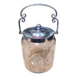 Cut glass biscuit barrel with silver mounts (Sheffield 1902)