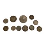 G.B. - Mixed silver coins to include Victoria YH Crown 1847 GF, Maundy JH Four Pence 1891 AEF and a