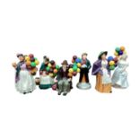 Six Royal Doulton figures - The Old Balloon Seller HN1315, The Balloon Man HN1954, Balloon Lady HN29