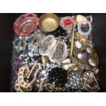 Vintage costume jewellery including paste set brooches, Eastern white metal buckle, Victorian gilt m