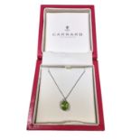 Garrard & Co. peridot and diamond pendant in 9ct white gold setting on chain