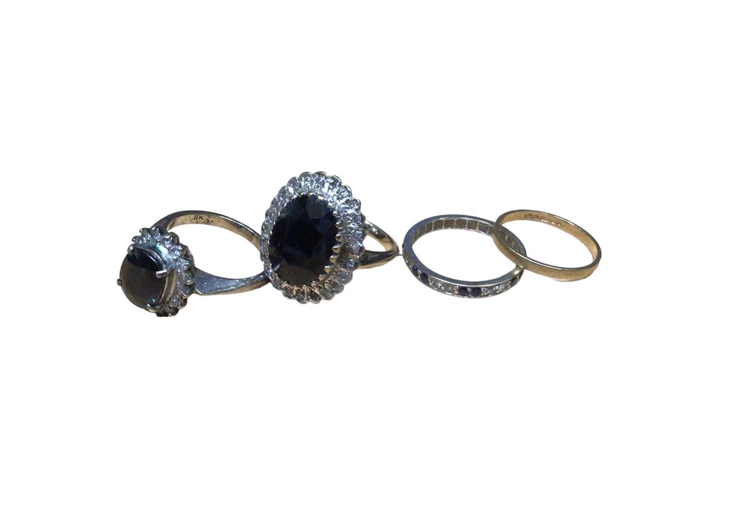 Sapphire and diamond cluster ring in white gold setting, together with another sapphire and diamond - Image 2 of 2