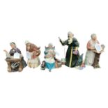 Five Royal Doulton figures - Schoolmarm HN2223, Grandma HN2052, Nanny HN2221, Christmas Parcels HN28