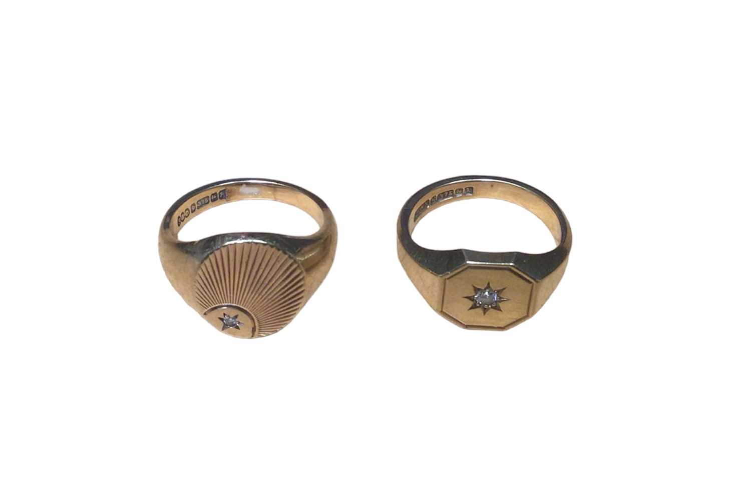 Two 9ct gold diamond set signet rings - Image 2 of 2