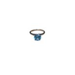 Blue zircon single stone ring in 14ct white gold setting