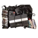 Atari 2600 video computer system with various attachments and games, portable Sega Game Gear hand he