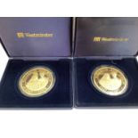 Turks & Caicos Islands - Silver clad in 24ct gold 100 crowns coins x 2 'The Golden Wedding' 1997 (N.