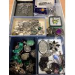 Quantity of silver and white metal jewellery including pendants, chains, brooches, rings, earrings e