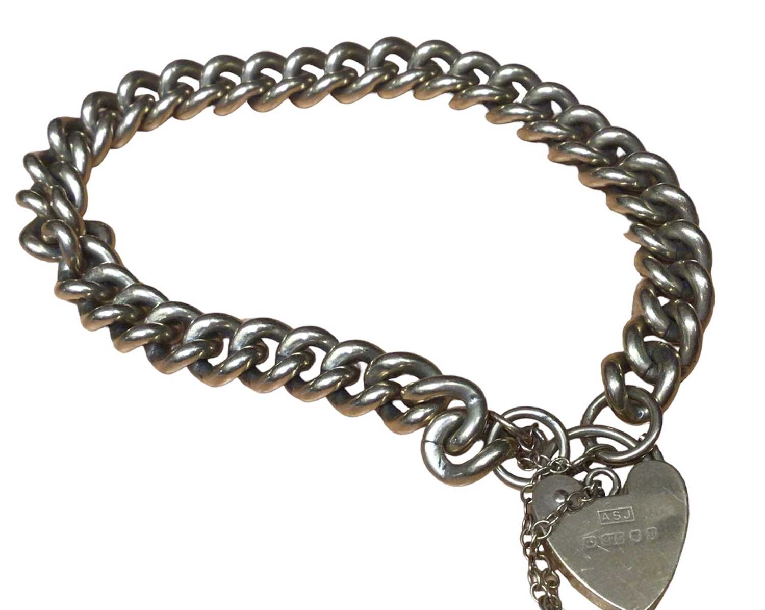 9ct gold curb link chain bracelet with padlock clasp - Image 2 of 2