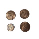 G.B. - Mixed Victoria OH coinage to include silver Shilling 1899 dark toned GEF, bronze Pennies 1897