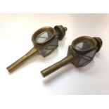 Pair of brass carriage lamps