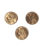 Switz - Gold 20 Franc coins 1913B x 3 UNC (3 coins)