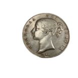 G.B. - Victoria YH silver Crown 1845 (N.B. Minor edge bruises) otherwise GF/VF (1 coin)