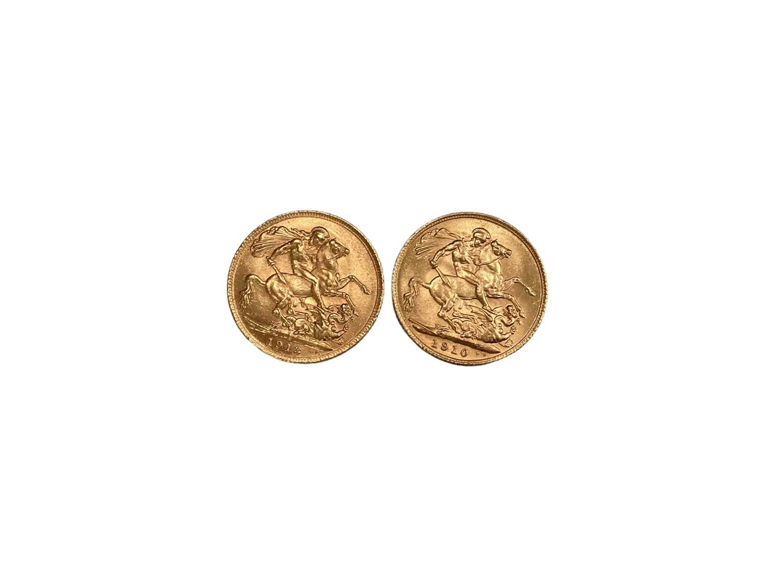 G.B. - Gold Sovereigns Edward VII 1910 EF & George V 1913 GVF (2 coins)