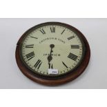 Late Victorian 12 inch wall dial in mahogany case by Croydon & Sons Ipswich