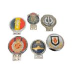 Six old military car badges including The Commando Association (6)