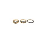 18ct gold diamond single stone ring, diamond set gold ring (stamped 585) and 9ct gold diamond set ha
