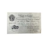 G.B. - Bank of England white £5 note cashier L.K. O'Brien prefix D47A (N.B. Some creasing) otherwise