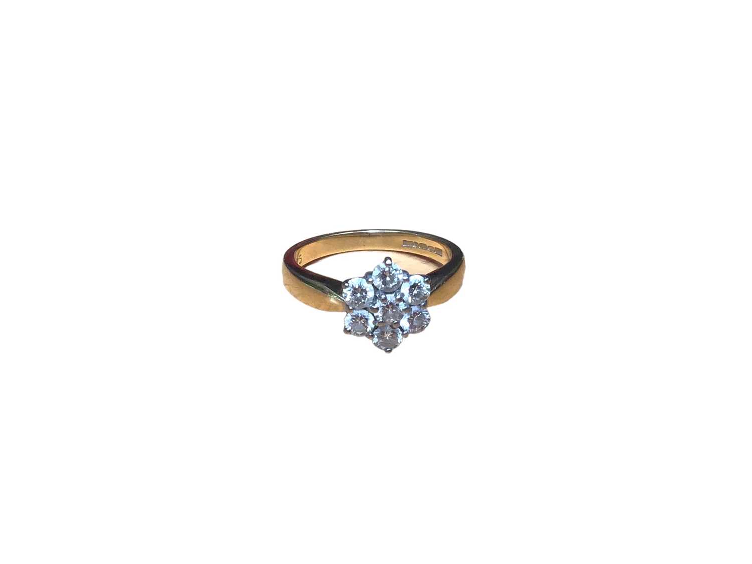 18ct gold diamond flower head cluster ring