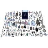 Collection of silver and white metal pendants