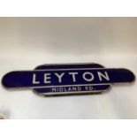 Enamel train station sign - Leyton Midland Rd. - 91cm wide