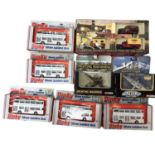 Diecast selection of boxed Dinky buses, cars, Corgi Aeroplanes, fighting machines etc. (Qty)