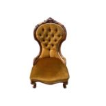 Victorian walnut button back upholstered easy chair