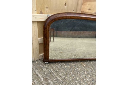 Victorian walnut arched overmantel mirror, 65 x 102cm - Image 5 of 5