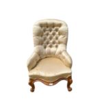 Victorian button back open armchair