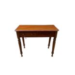 Victorian mahogany side table, with two drawers on turned supports 90w x 40d x 76h