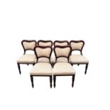 Set of six early Victorian mahogany kidney back dining chairs with upholstered seats and back