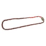 Antique garnet faceted bead necklace with Georgian seed pearl and hairwork clasp