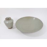 Chinese celadon glazed charger and vase (2)