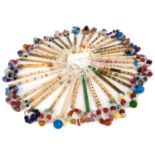 Good collection of thirty-five turned bone lace bobbins
