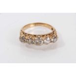 Late Victorian 18ct gold diamond five stone ring with five graduating old European cut diamonds, est