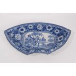 Early 19th century Rogers & son Staffordshire Zebra pattern blue and white hors d'oeuvres dish