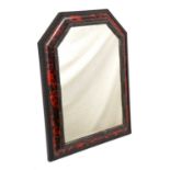 Good quality 17th century style easel mirror in red tortoiseshell veneered and ebony frame retailed