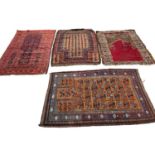 Baluch prayer mat, together with three others, 157 x 94cm and smaller