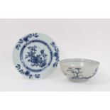 Two pieces of 18th century Chinese blue and white Nanking Cargo porcelain, including a bowl and a pl