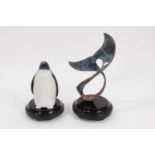Scott Hanson (contemporary American) bronze - Penguin, numbered 186/950, together with a small bronz