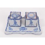 Emile Galle blue and white faience inkstand