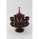 19th century fruitwood treen egg stand