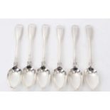 Set of six Victorian silver Fiddle and Thread pattern teaspoons (London 1876) George Adams. All at a