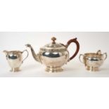 Contemporary three piece silver tea set