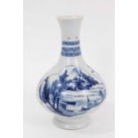 Chinese blue and white porcelain bottle vase, 18th/19th century, decorated with precious objects and