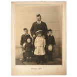 H.M.King Edward VII, fine portrait photograph of The King at Balmoral 1903 with four of his grand ch