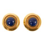 Pair of 18ct yellow gold and lapis lazuli/sodalite earrings by Ilias Lalaounis