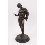 19th century Grand Tour bronze figure of Narcissus, after the antique discovered in Pompeii in 1862