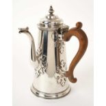 George V Britannia standard silver coffee / chocolate pot, in the George I style