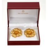 Pair of 18ct yellow gold flower earrings by Ilias Lalaounis